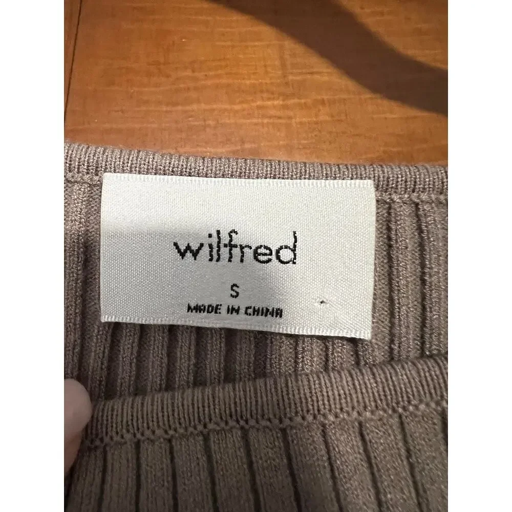 Wilfred Aritzia Women's Cutout Knit Longsleeve Mini Dress Nomad Taupe Size S